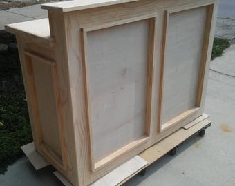 Reception Desk, Solid Wood Raised Writing Counter, Unfinished