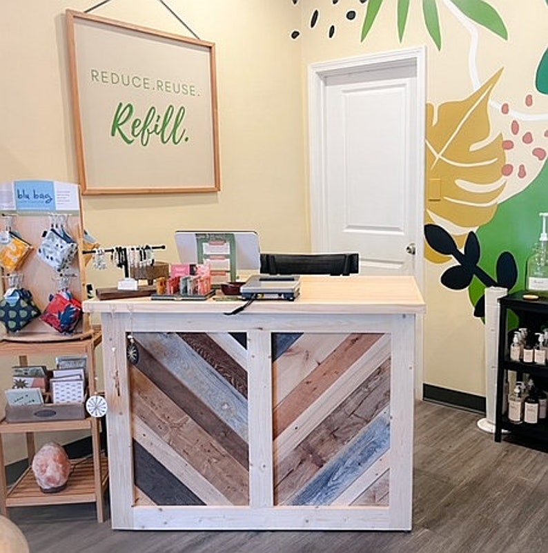 Reclaimed Wood Cash Wrap Counter: Rustic Chevron Design - Etsy