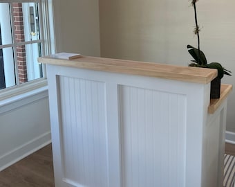 Beadboard Panels, Sold Wood Reception Desk, Unfinished: Shaker Style, Retail Counter