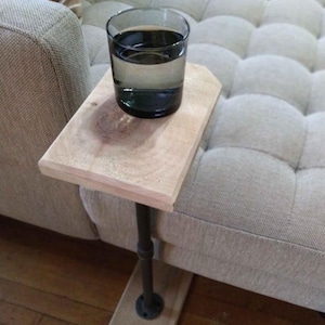 Narrow Wood Side Table, Small Minimalist Accent Table, Rustic Modern Drink Stand