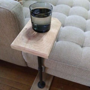 Wood Side Table in Rough Sawn Pine, Narrow 24-Inch Industrial Sofa Stand