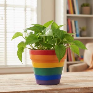 Hand Painted Rainbow Terra Cotta Planter - 3.5 inch Indoor Decor