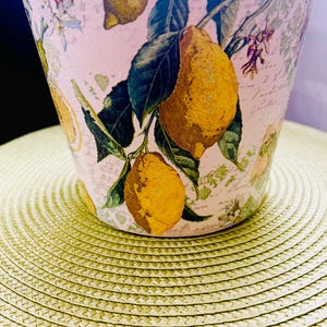 Lemon inspired hand-crafted decoupage designed Large size planter| Indoor Planter | Gift Ideas |Hand Painted Décor | Window sill planter