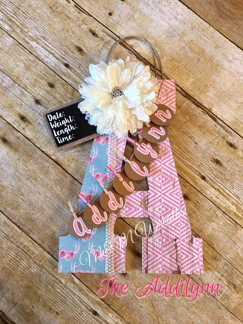 Hospital Door Hanger Baby Girl Door Hanger Boho Baby Door Hanger Kids Door Hanger Customizable Boho Chic Baby Decor