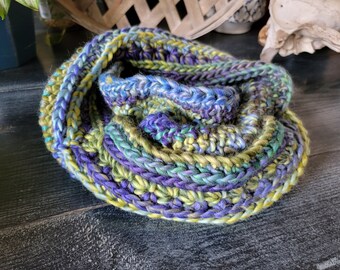 Wildstreak Collection Infinity Scarf in Peacock -- Roving Infinity Scarf, Infinity Scarf, Winter Scarf,  Fall and Winter Accessories