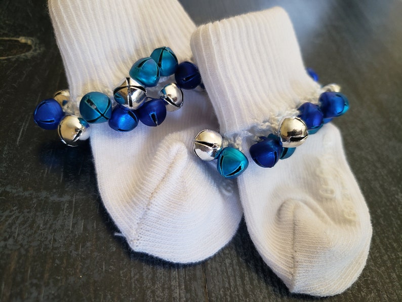Jingle Bell Socks Socks With Blue Jingle Bells Etsy