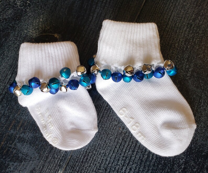 Jingle Bell Socks Socks With Blue Jingle Bells Etsy