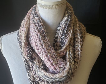 The Sweet Pea Infinity Scarf in Rosewater & Lace, Chunky Infinity Scarf, Infinity Scarf, Chunky Scarf, Ribbed Scarf, Winter Accessory