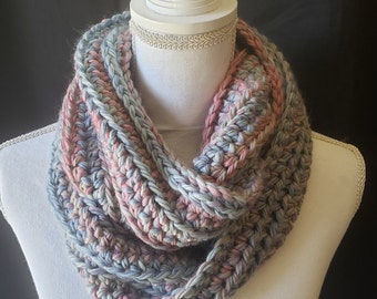 The Sweet Pea Infinity Scarf in Dreamscape, Chunky Infinity Scarf, Infinity Scarf, Chunky Scarf, Ribbed Scarf, Fall and Winter Accessories