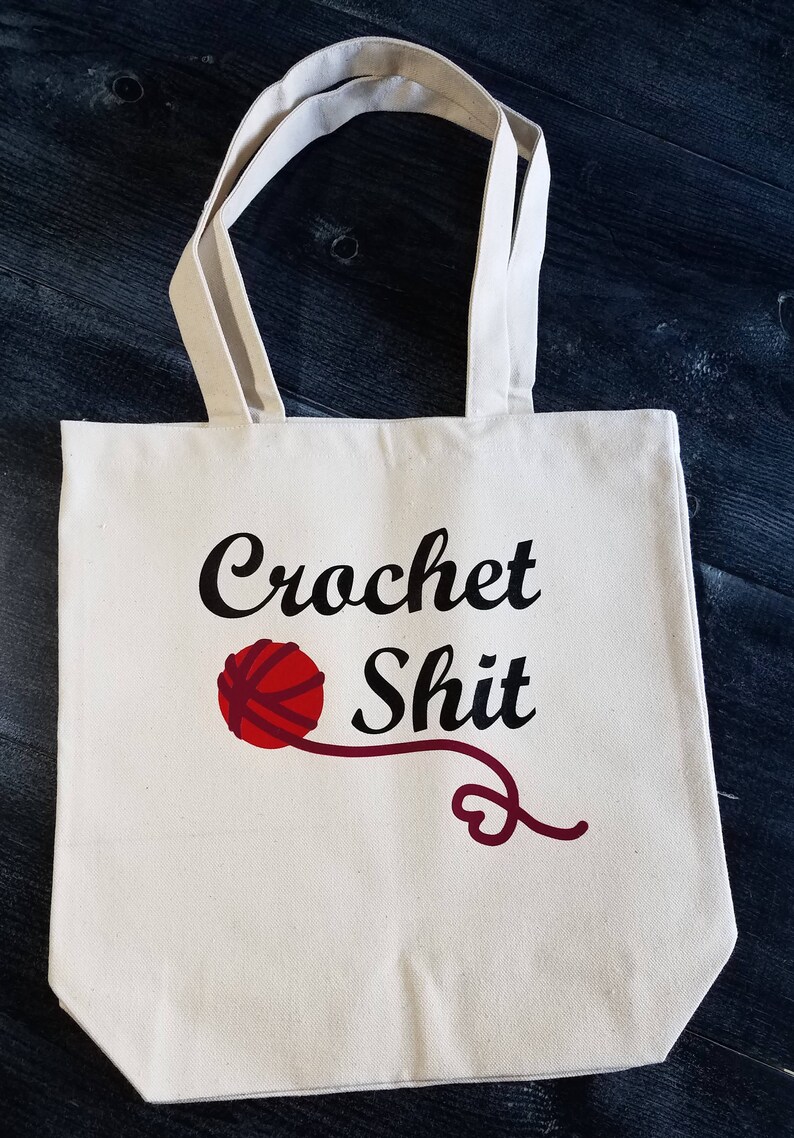 Crochet Shit Canvas Tote Bag