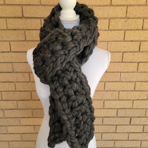 Grande Collection: Charcoal Gray Extra Bulky Scarf - Neutral Scarf - Jumbo Scarf