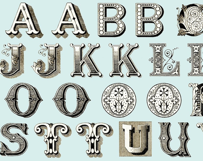 Letter Stitch Small Antique Typography 12" Fabric Panel // Janet Wecker Frisch for Quilting Treasures 24056-8