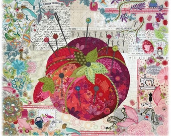 Mini Pincushion Collage Pattern by Laura Heine for Fiberworks LHFWMINIPIN