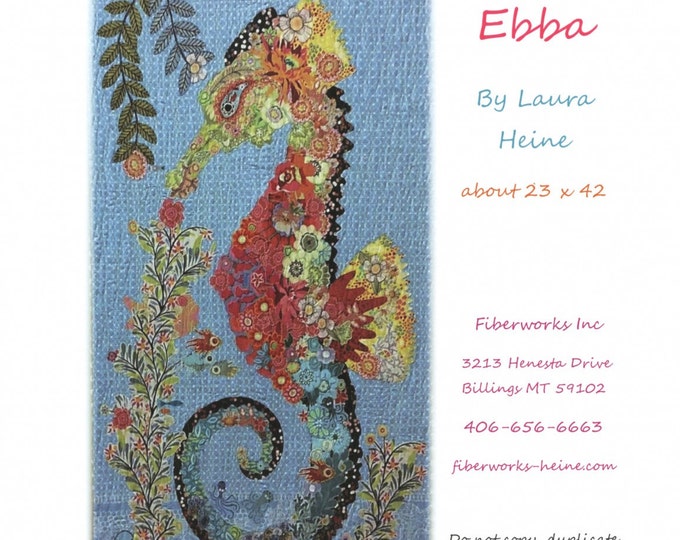 Ebba Seahorse Collage Quilt Pattern by Laura Heine for Fiberworks LHFWEBBA