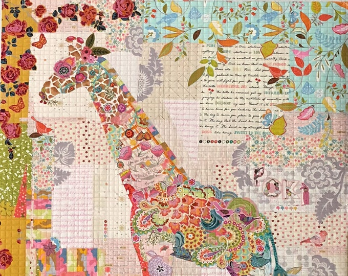 Poki Mini Giraffe Collage Quilt Pattern by Laura Heine for Fiberworks LHFWPOKI
