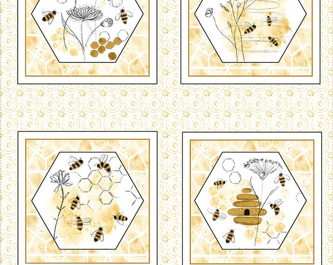 Royal Jelly 24" Bee Panel Fabric // Blank Quilting 2859P-41