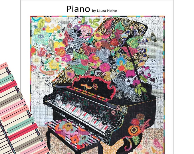 BONUS * Piano Collage Quilt Pattern with Optional Key Board Fabric // Laura Heine for Fiberworks FBWPIANO