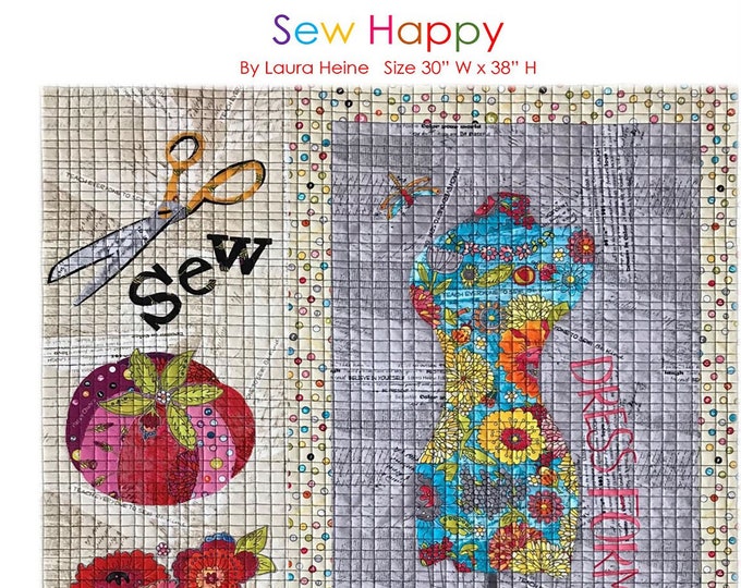 Sew Happy Collage Quilt Pattern by Laura Heine for Fiberworks FBWSEWHAPPY