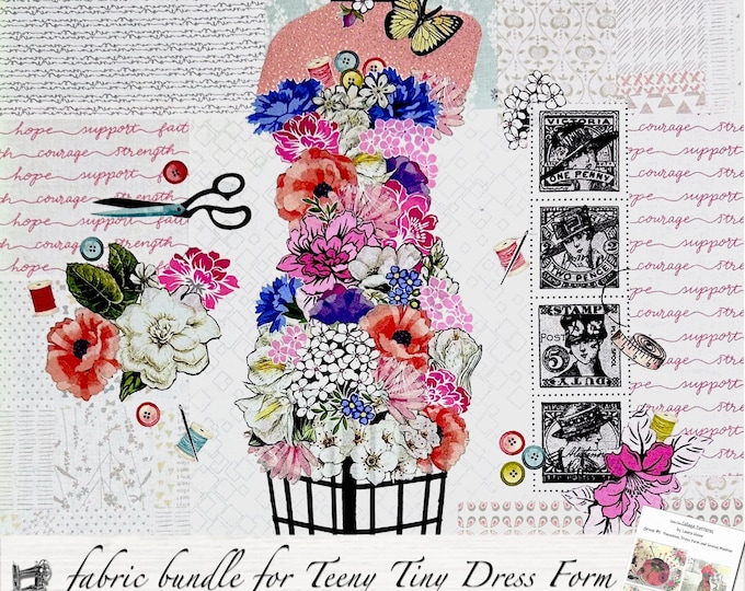 Teeny Tiny Dress Form Collage Fabric Bundle for Laura Heine's Pattern Teeny Tiny #5 FBWTT5 // Certified Laura Heine Instructor