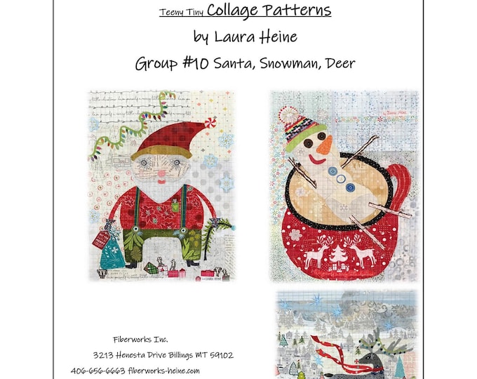 Teeny Tiny Collage 10 Quilt Pattern // Santa Deer Snowman by Laura Heine for Fiberworks FBWT10