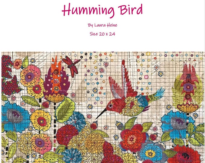 Humming Bird Collage Quilt Pattern by Laura Heine for Fiberworks LHFWHB