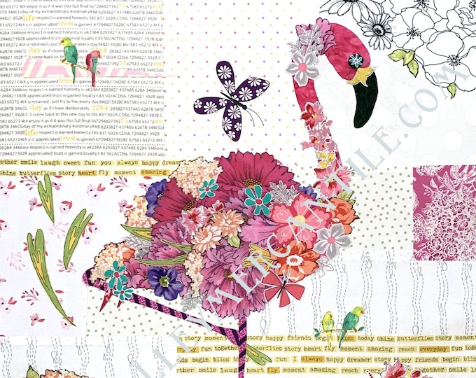 Flamingo Collage Fabric Bundle for Laura Heine's Teeny Tiny #3 Pattern FBWTT3 // Certified Laura Heine Instructor