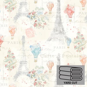 ONE YARD Cut Lighthearted in Paris Eiffel Tower Fabric by David Textiles WA-4250-8C-1