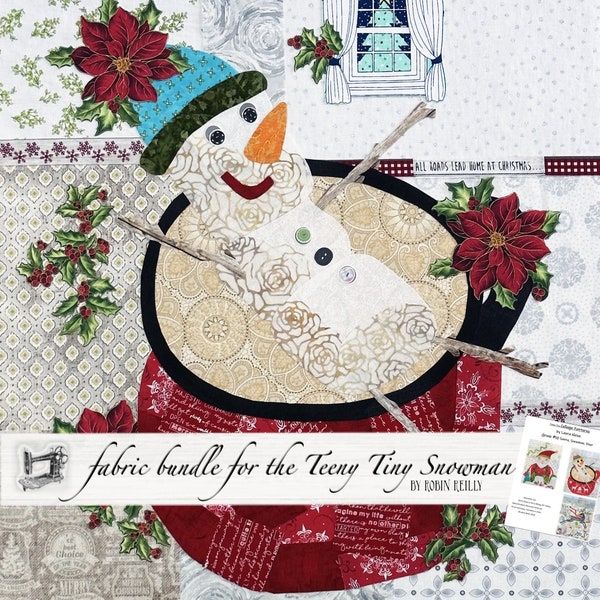 Teeny Tiny Snowman Collage Fabric Bundle for Laura Heine's Teeny Tiny Pattern #10 FBWTT10 // Certified Laura Heine Instructor
