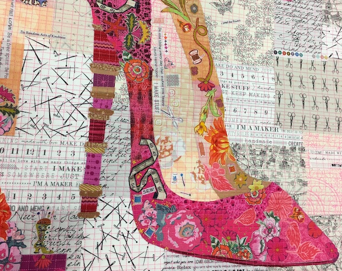 Pink Pump Collage Pattern by Laura Heine for Fiberworks FBWPINKPUMP