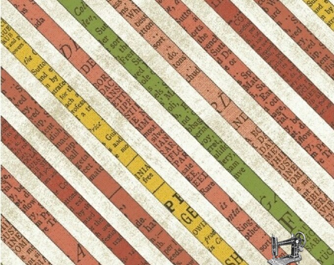 Bookshelf Botanicals Diagonal Stripe Fabric // Whistler Studios // Windham 43387-4 by the HALF YARD