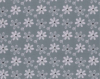 Grey Floral Fabric Etsy