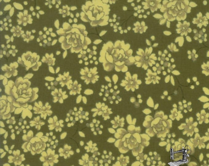 Regent St Lawn Classic Floral Fabric Claremont Dark Green // Moda by the Half Yard