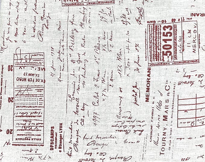 60" Linen La Couture Tickets & Writing Fabric // STOF of Denmark by the HALF YARD