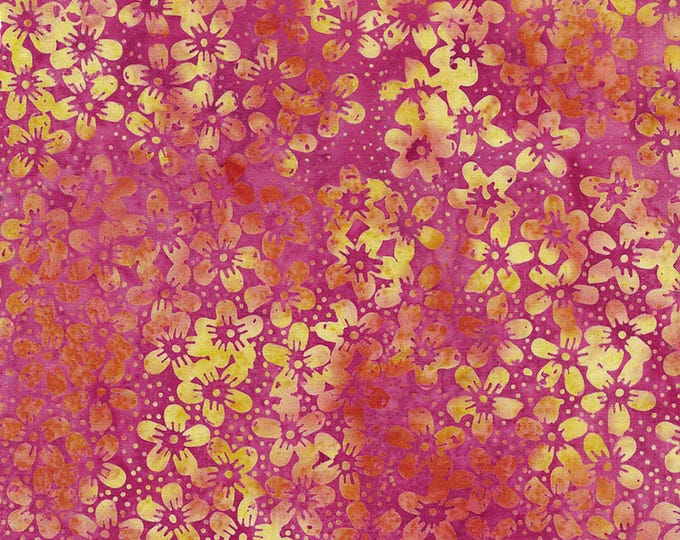 Blushing Garden Mini Floral Fabric // Island Batiks Fabric IB 112330150 Pink Geranium by the Half Yard