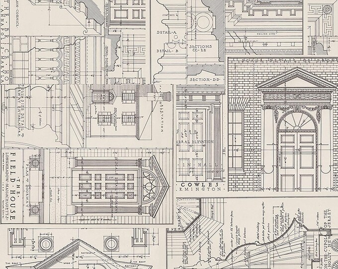 Tim Holtz CHARCOAL Palette Schematic Fabric // FreeSpirit PWTH317.CHARCOAL by the Half Yard