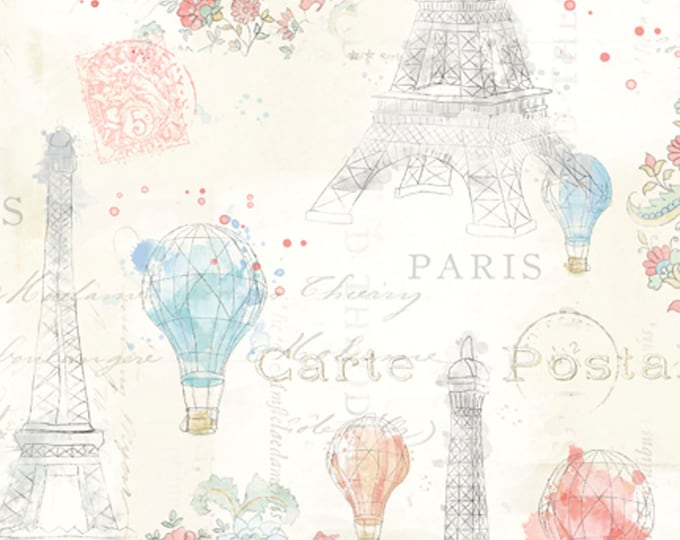 Lighthearted in Paris Eiffel Tower Fabric // David Textiles WA-4250-8C-1 by the HALF YARD