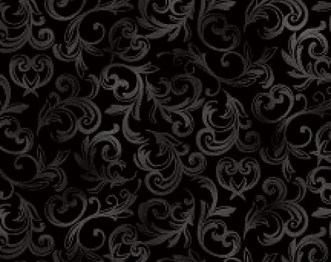 Pearl Essence Black Scroll Fabric // Maywood Studio MAS114 J by the HALF YARD