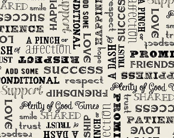 Life's Recipes Life Words Fabric // Windham Fabrics 52440-2 by the Half Yard