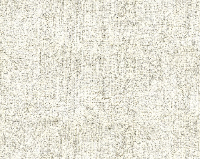 Lemon Bouquet Love Letter Handwriting Text Texture Fabric // Timeless Treasures CD2376 Ecru by the Half Yard