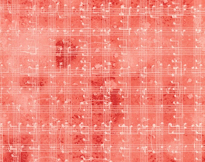 Row by Row Music Notes Grid Fabric // Timeless Treasures Row-C5935-Red by the HALF YARD