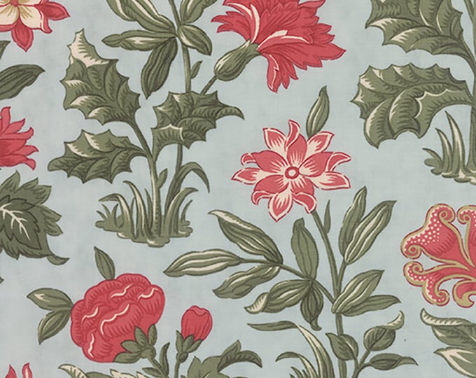 Under the Mistletoe Floral Fabric Frost // Moda 44070 14 by the Half Yard