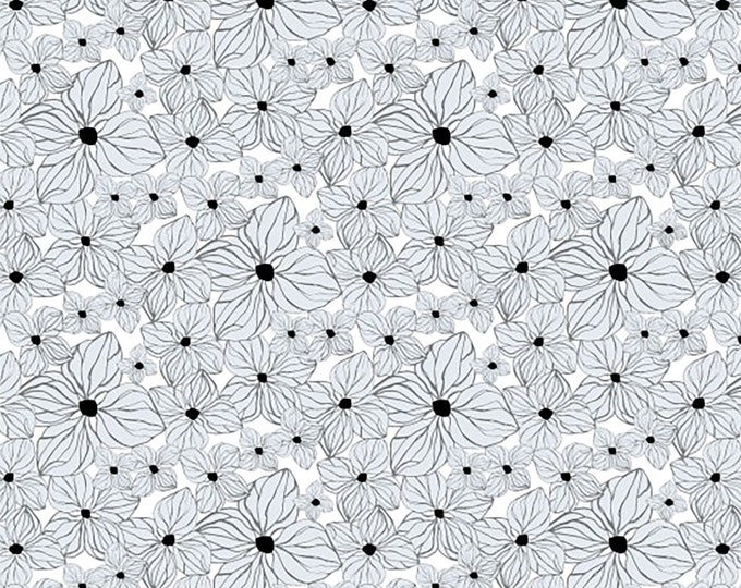 Ivory Woods White Packed Floral Fabric // Clothworks Y2910-1 by the Half Yard