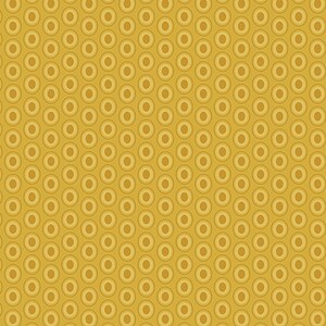 May include: A repeating pattern of concentric circles in shades of gold and tan. The circles are evenly spaced across a golden-yellow background, creating a textured, visually engaging design. This pattern is suitable for fabric, wallpaper, or digital art.
