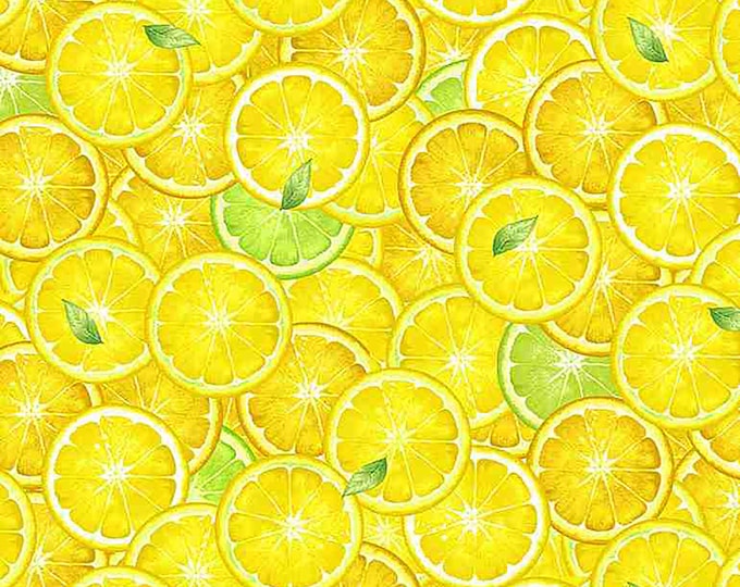 Splash of Lemon Packed Lemon Slices Fabric // Timeless Treasures C8017 by the HALF YARD