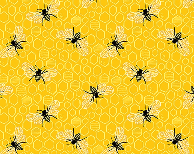 Sunny Bee Bee & Comb by Andover Fabric A 9433 Y by the Half Yard
