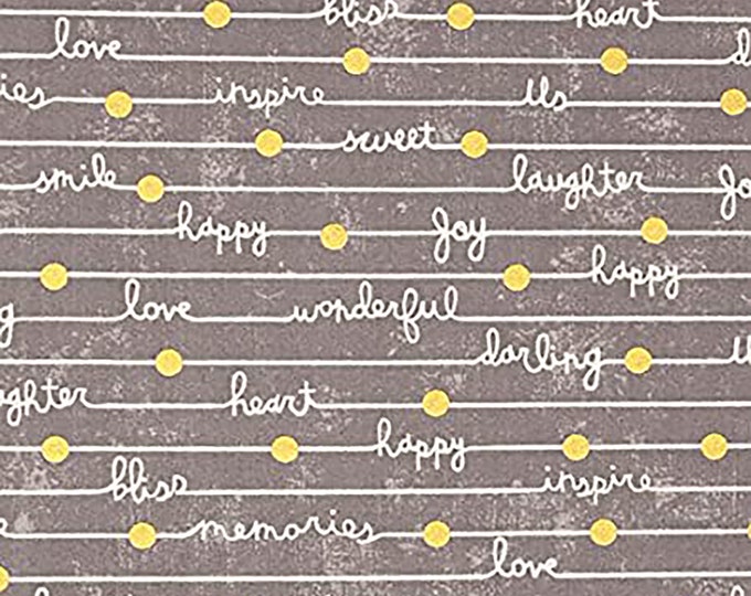 Gigi Blooms Happy Notes Gray Fabric 00632 Adornit by the HALF YARD