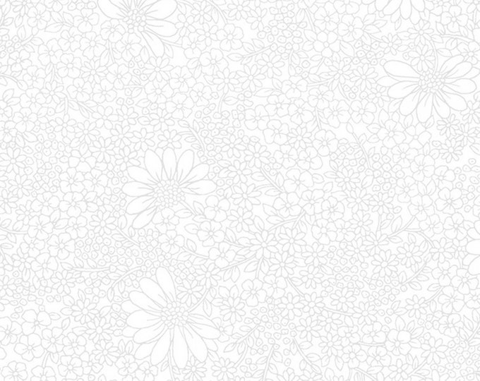 Bare Essentials Deluxe White Linework Floral Fabric // RJR 3317J-001 by the Half Yard