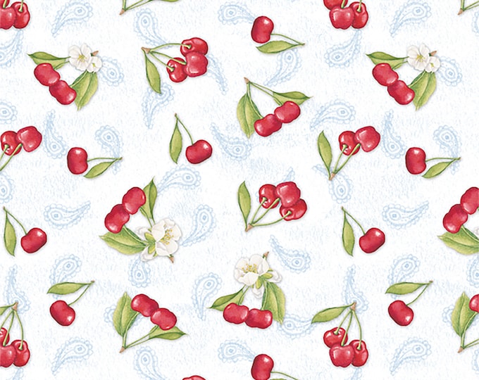 Berry Sweet Tossed Cherries Fabric // Wilmington Prints 3018 13005 137 by the HALF YARD
