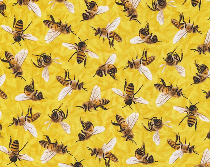Frolicking Fields Bees Yellow Fabric // Paintbrush Studio 120-15511 by the HALF YARD