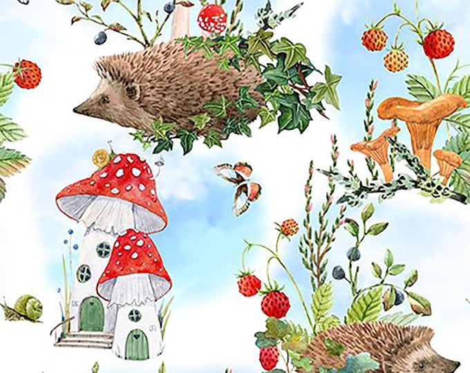 Hedgehog Hollow Hedgehogs Fabric // In The Beginning 4HH-1 by the Half Yard